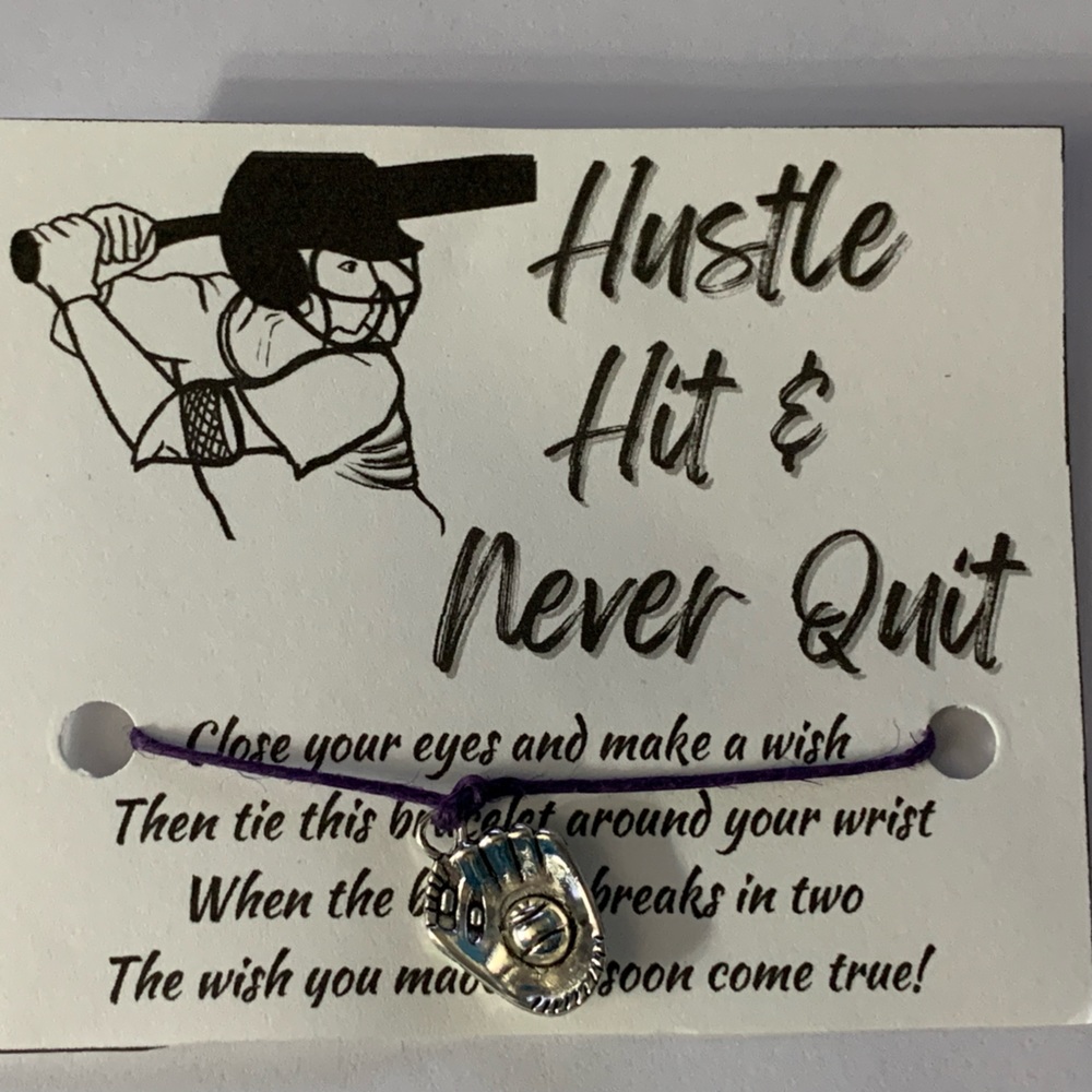 Handmade Softball Glove Purple Hemp Cord Wishing Bracelet Brand New